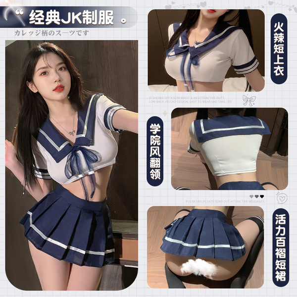 Classic jk 。 japanese schoolgirl uniform set featuring ultra-short pleated skirt with bow, perfect for school events.