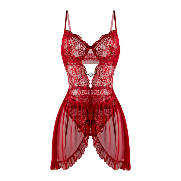 Manyan new year lingerie dress - sexy sheer lace slip dress with cut-out details & sensual silhouette