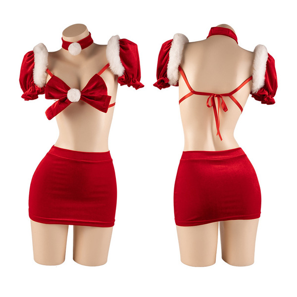 Manyan new year party dress featuring a sexy lace bodysuit with bow detail, perfect for christmas and holiday outfits.