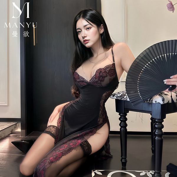 Manyu lace babydoll set - pure & tempting sexy sleepwear dress with adjustable straps, seductive lingerie outfit