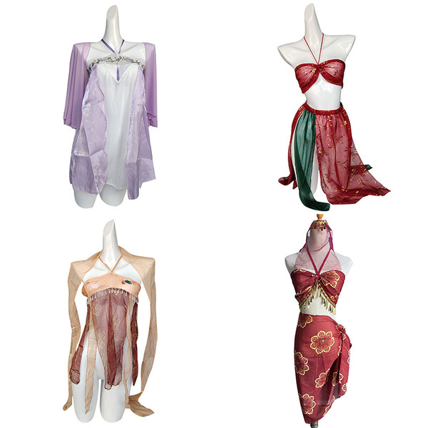 Misty romance chinese new year lingerie set - sheer vintage-inspired bedroom sleep dress, no-remove seductive nightwear