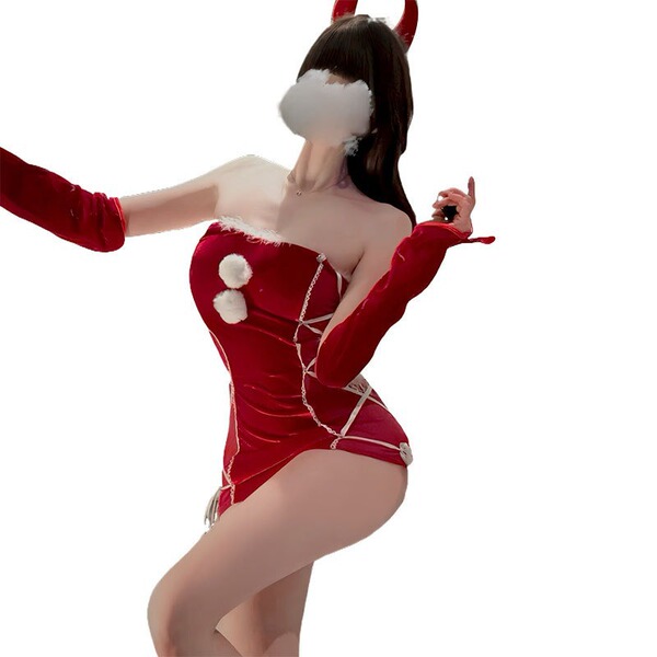 Misty romance christmas bodysuit set - velvet sweet & sexy matching outfit for new year, featuring a festive red design with ...