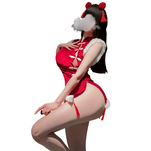 Sexy christmas uniform featuring misty romance lingerie set, new chinese style qipao for couples, pure & tempting holiday out...