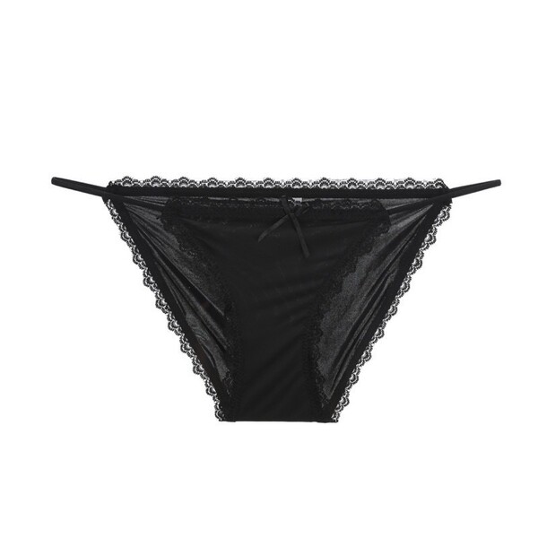 Ruiyun Sexy Lace Bikini Panties for Women – Japanese Style Low-Rise Breathable Thin-Strap Pure & Alluring Underwear - N32★Black