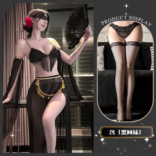 Luxury Sensual Lingerie for Women – Exotic Erotic Intimate Wear, Seductive & Elegant Boudoir Set - Juri Maiko ~ + Black Fishnet Stockings