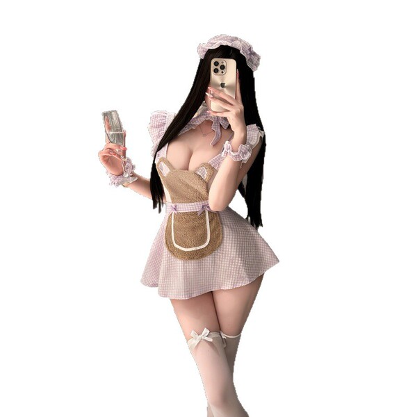 Night silk sexy maid costume - flirty chef cosplay outfit with ruffled hem & sweet servant style