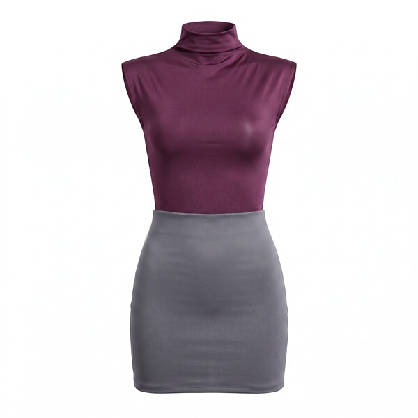 Sleek purple top and gray pencil skirt nightsigh nightseduce lingerie set, perfect for a seductive office allure.