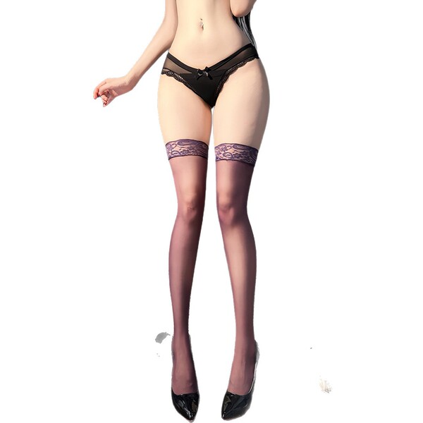 Nightsigh nightsere sexy transparent thigh high stockings with floral lace - european style erotic lingerie