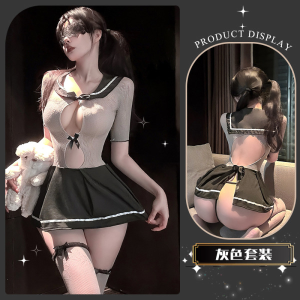 Chaomu JK Sailor Outfit - Seductive Sheer Mesh Bodysuit for Playful, Pure-Yet-Sensual Style - Misty Shore ~ [Sailor JK + Matching Socks]