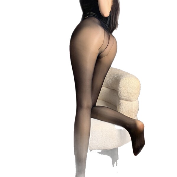 Sexy black sheer stockings paired with a form-fitting bodice, perfect for adult-themed costumes or fetish wear. ideal for per...