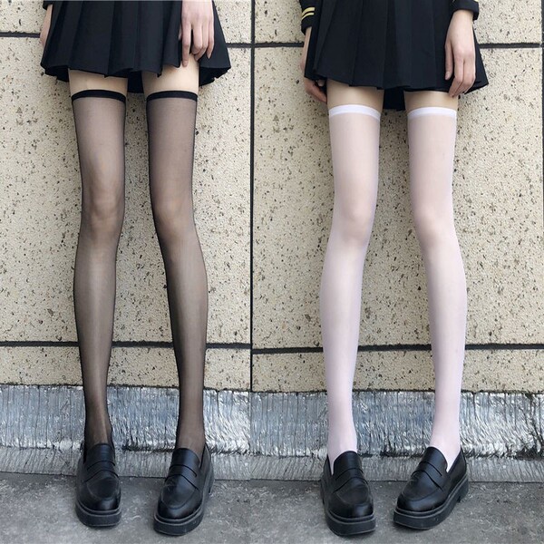 Japanese Maid Cosplay Dress - Sweet Cat-Themed Lolita Dress for Cute Soft Girl Aesthetic - Over-the-knee black socks