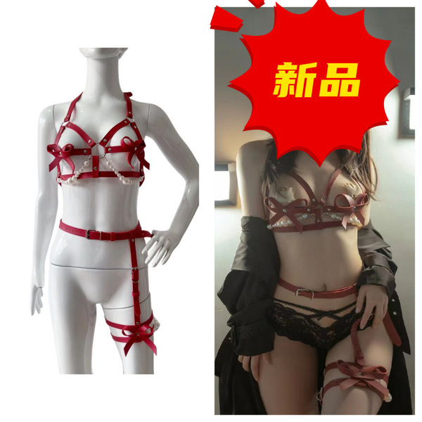 Sexy pearl leather corset set with bustier and waist trainer for couples, enhancing body shaping lingerie