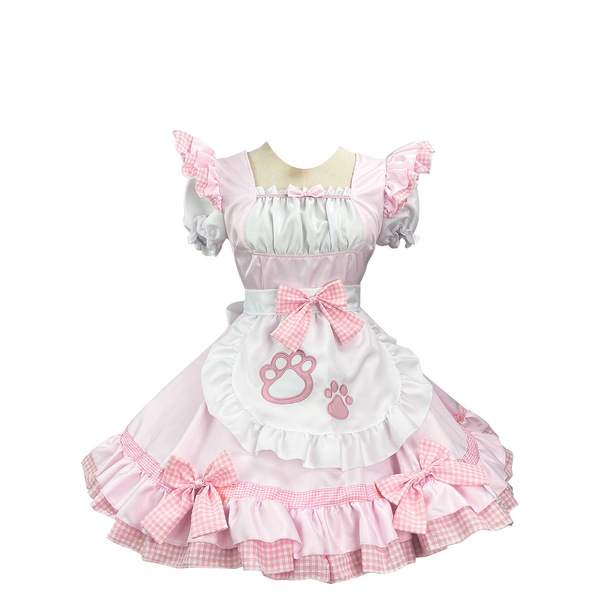 New Cat Girl Maid Costume - Plus Size Japanese Kawaii Cosplay Outfit, Classic Black & White Maid Dress - The light pink outfit set does not include a choker.