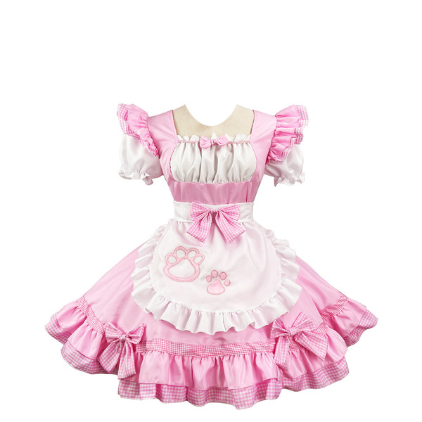 New Cat Girl Maid Costume - Plus Size Japanese Kawaii Cosplay Outfit, Classic Black & White Maid Dress - Pink outfit package does not include a choker.