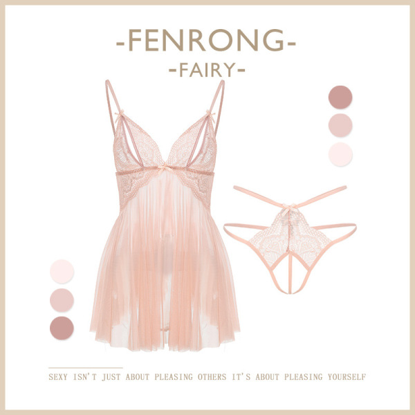Pure & Playful Lingerie Set - Seductive Naughty Sleepwear, Tempting Uniform Style Bedroom Outfit - pink