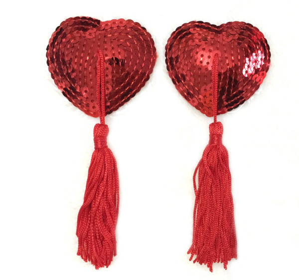 Heart-Shaped Silicone Bra Inserts - Sexy Lace Trim & Sequin Flirty Nipple Covers for Women - pink