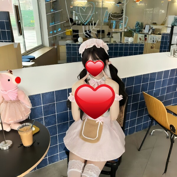 Plus Size Sexy Maid Costume - Flirty Chef Outfit with Ruffled Hem, Sweet & Playful Servant Set - Pink outfit set [open-crotch bodysuit + apron + headband + neck ring + 2 sleeves]