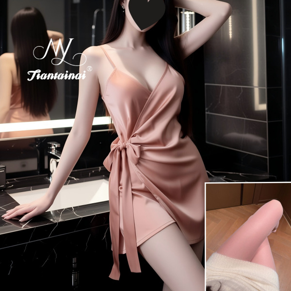 Seductive Lace Sleepwear for Women – Elegant Sheer Mesh Cami Dress, Busty & Curvy Friendly Sexy Lingerie Set - Pink + Pink Opening