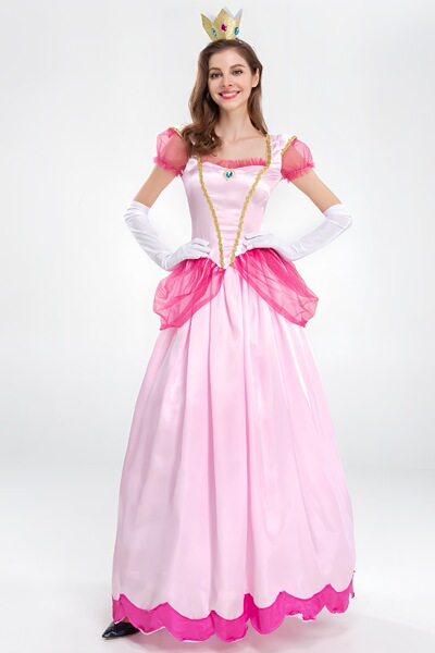 Japanese Style Plus Size Black White Lace Maid Dress - Lolita Cosplay Outfit Set for Women - Pink princess dress (dress + headpiece + gloves included)