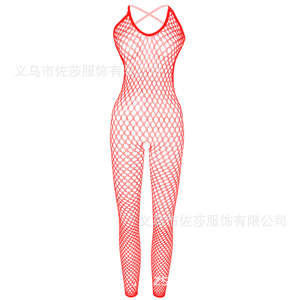 Rose Lace Sexy Lingerie Set - Sheer Mesh Bodysuit with Floral Embellishment for Women - Rose Red