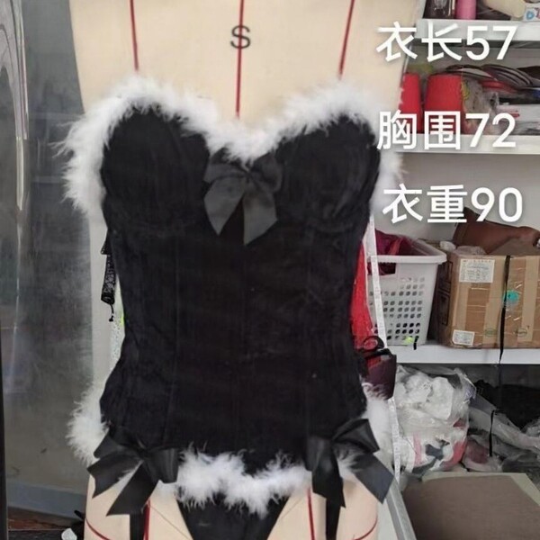 Plus size gothic christmas corset set - elegant victorian teddy & velvet holiday lingerie outfit for women