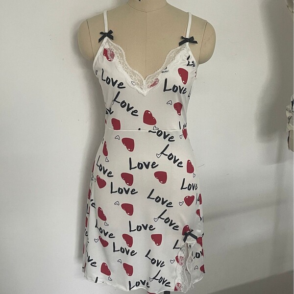 Sexy european style plus size lace heart cami dress with love print, perfect for amazon & ebay cross-border shoppers