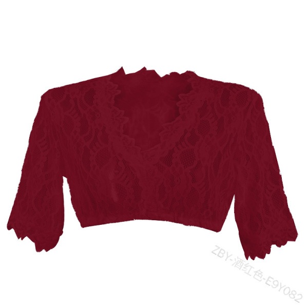 Burgundy lace mesh camisole set, plus size sexy lingerie for women, style underwear.