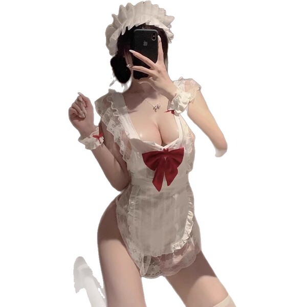 Plus size sexy maid costume set - cute & alluring cosplay uniform with apron & matching lingerie