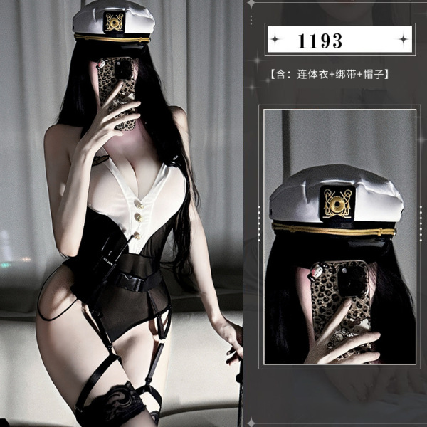 Zeyou Sexy Police Uniform Costume for Women - Overwatch-Inspired Role Play Outfit with Seductive Officer Design - Seductive police uniform + matching hat + walkie-talkie