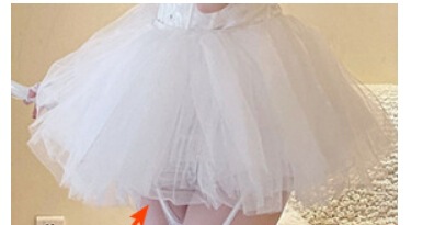 Domoila Sexy Lace Lingerie Dress – Sheer Back, Ruffled Trim, Bow & Bell Maid Costume for Women - Solo shot - tutu