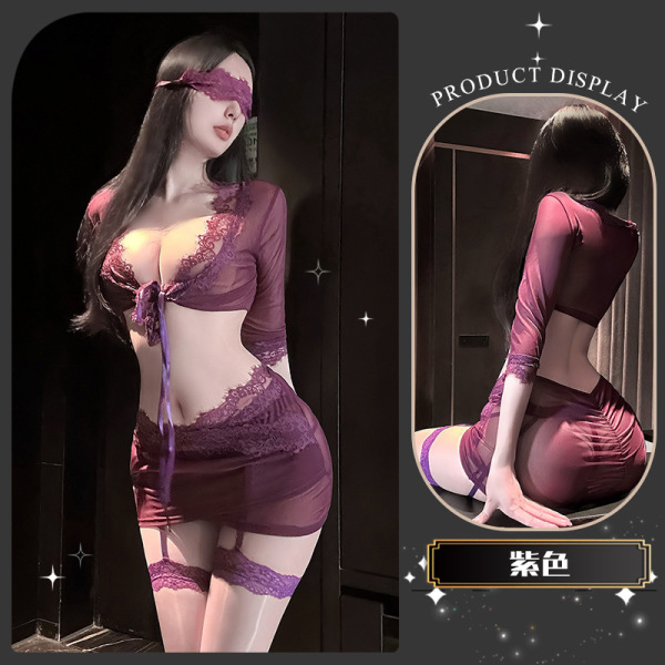 Lace Nursing Lingerie Set - Seductive Pure-Yu Style Bondage Bra & Panty for Women - Tears welled up like grapes~ [Includes T-shirt]