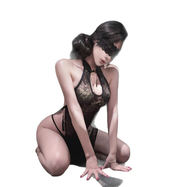 Private moon lace lingerie set featuring elegant black lace with waterdrop clasp design, perfect for romantic nights and coup...