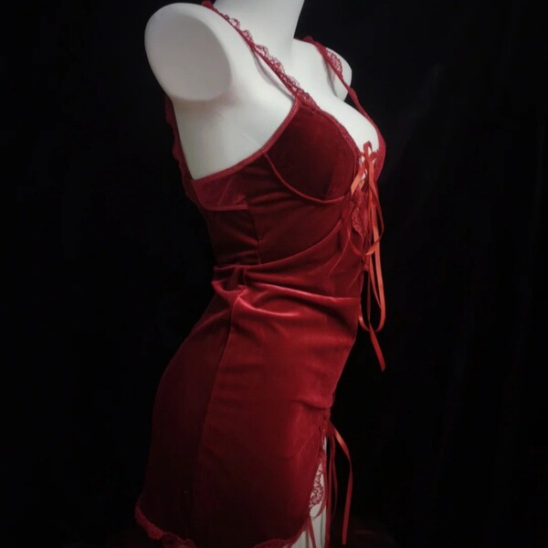 Pure & alluring chinese new year lingerie set - red hot holiday bodycon dress with matching sleepwear