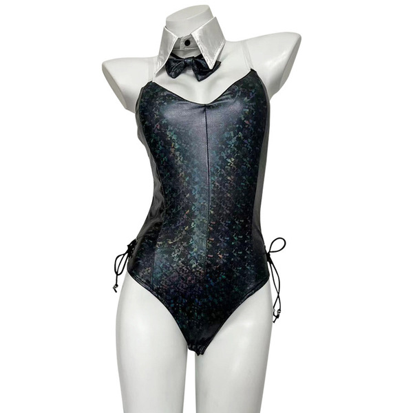 Pure & playful lingerie bodysuit featuring a sleek design with tie-fronts, perfect for intimate play and adult-themed bedroom...