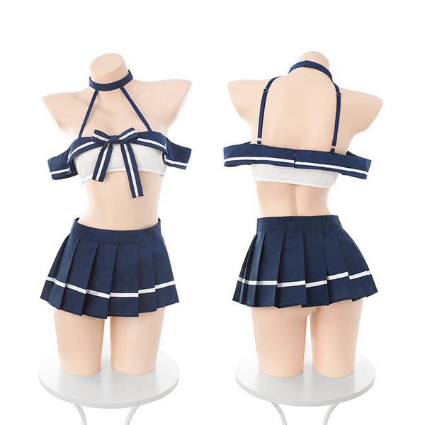 Pure & playful student-style lingerie set – japanese sailor uniform jk outfit for role play, featuring a navy blue and white ...