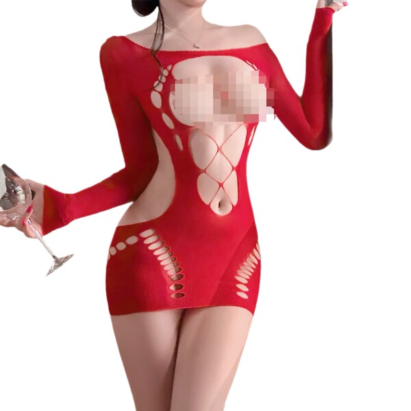 Sexy red halter neck bodycon dress with lace detailing, perfect for nightclub outfits or boudoir wear.