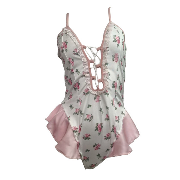 Pure & seductive lingerie sleepwear set featuring floral design, lace detailing, and adjustable straps for comfortable nightw...
