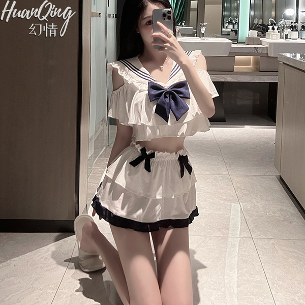 Pure & seductive student role play lingerie set - cute jk style, perfect for womens bedroom outfits