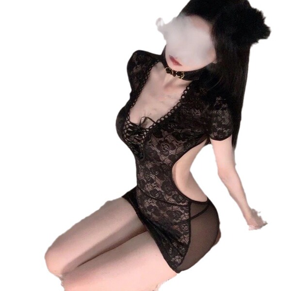 Pure temptation lace lingerie set - seductive no-remove bedroom kimono outfit with push-up & body-conforming fit