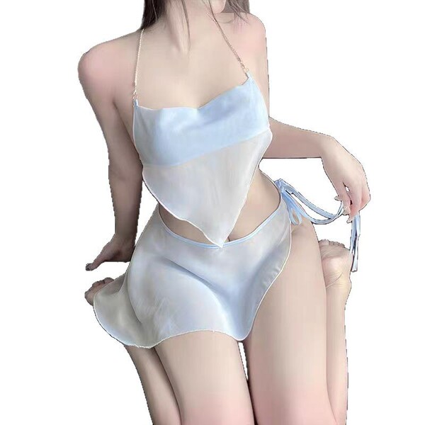 Pure temptation lingerie set - sexy backless bodysuit with detachable belly band, seductive eat-ready outfit