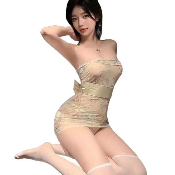 Qiaozi embroidered sheer kimono dress - new chinese style bodycon mini dress, sexy modest office & party outfit