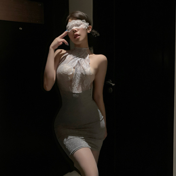 Woman in a qqny maid costume lingerie set, featuring a tempting yet modest design with no-remove functionality for seductive ...