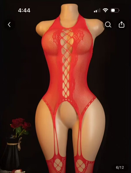 Transparent Lace Bodysuit Set - Sexy Open-Crotch Mesh Thong Bodystocking with Sheer Stockings for Women - QT014