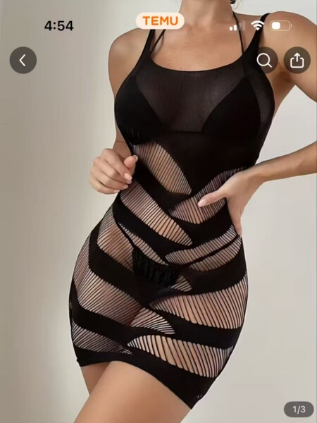 Transparent Lace Bodysuit Set - Sexy Open-Crotch Mesh Thong Bodystocking with Sheer Stockings for Women - QT024