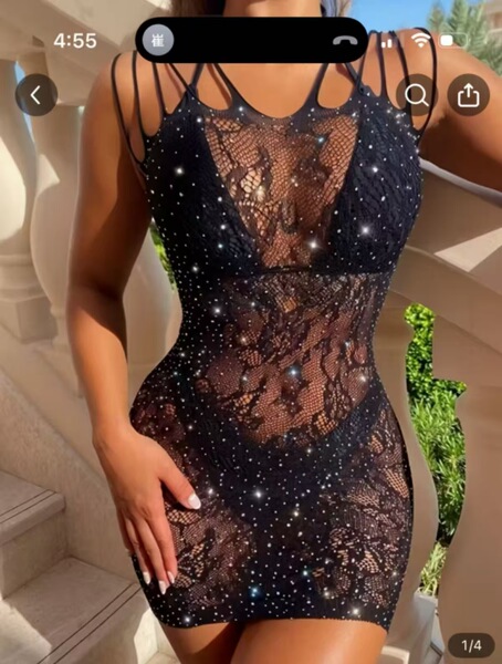 Transparent Lace Bodysuit Set - Sexy Open-Crotch Mesh Thong Bodystocking with Sheer Stockings for Women - QT025