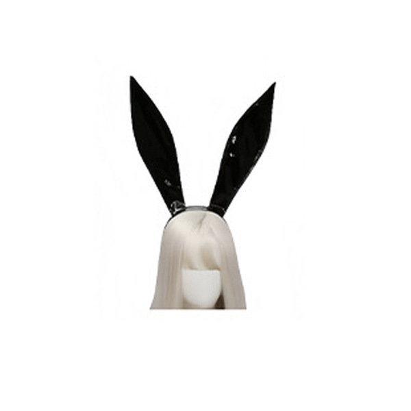 Guiyun Black Leather Bunny Girl Costume - Sexy Anime Cosplay Deadstock Swimsuit Set for Women - Single rabbit ears