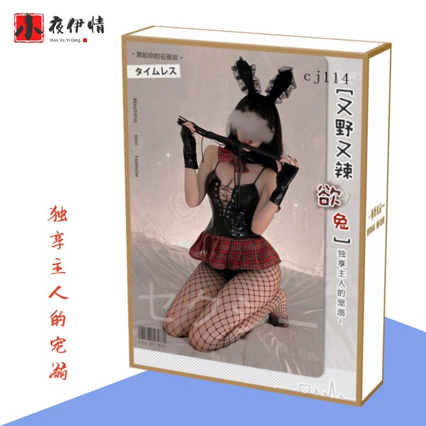 Xiao Ye Secret Lingerie Set - Sexy Sheer Lace Thigh High Stockings & Uniform Style Outfit - 114 Bunny Girl Sexy Outfit (Color Box Plastic Sealing)