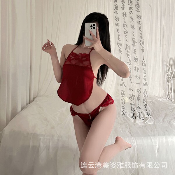 Plus Size Vintage Chinese Lingerie Set - Embroidered Hanfu Bodice & Cheongsam-Inspired Seductive Costume - Red bellyband