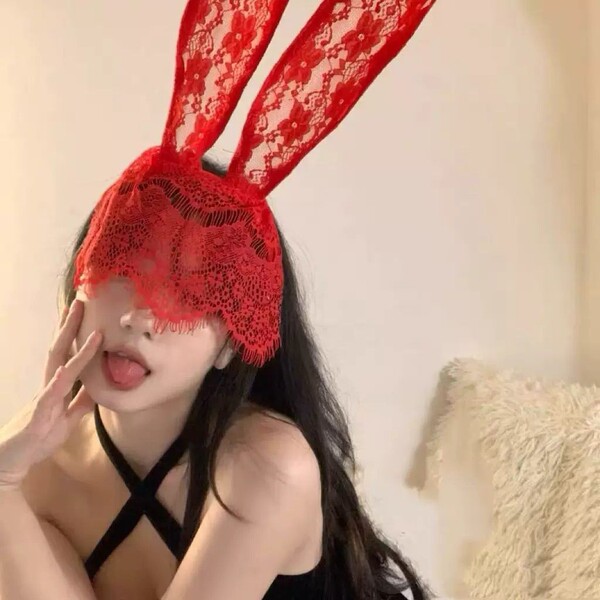 Sensual Lace Bodysuit & Sheer Mesh Mini Dress – Provocative Busty Sleepwear & Naughty Uniform Style Outfit - A single red headband