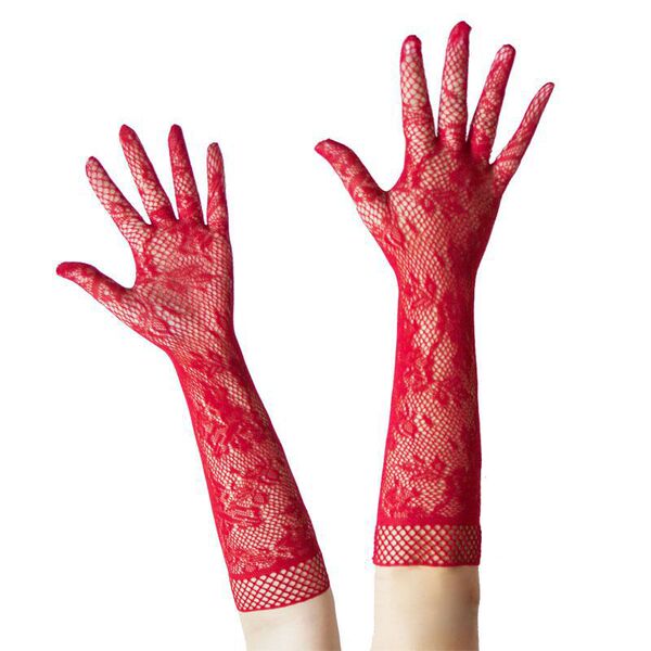 YueDie Rose Temptation Lace Qipao Lingerie - Seductive Pure-Yu Chinese Style Erotic Outfit for Women - Fiery Red ◆ Sexy Assassin 【Lace Gloves】